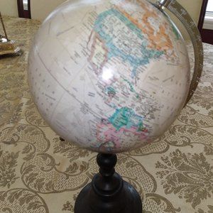 World Time Desk Top World Globe With Wood Stand